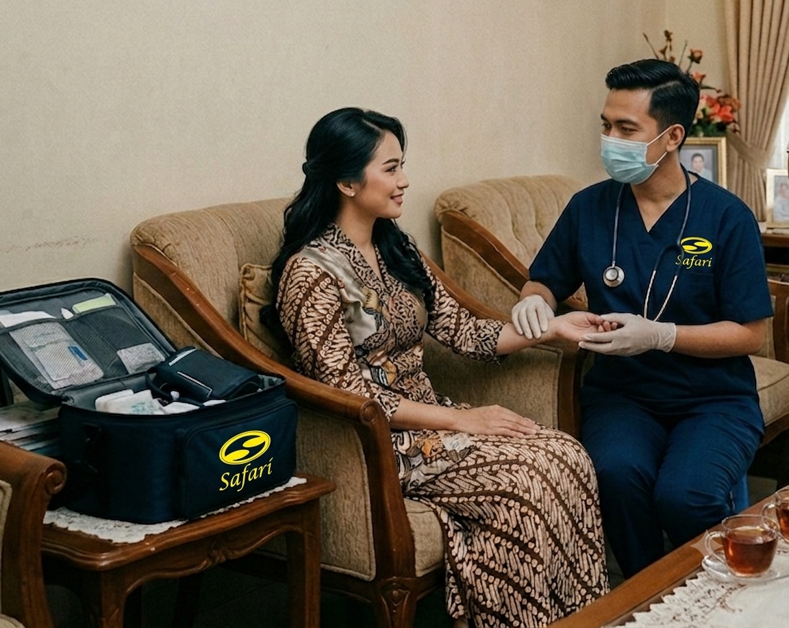 Petugas Lab Safari melakukan pengambilan sampel di rumah pasien