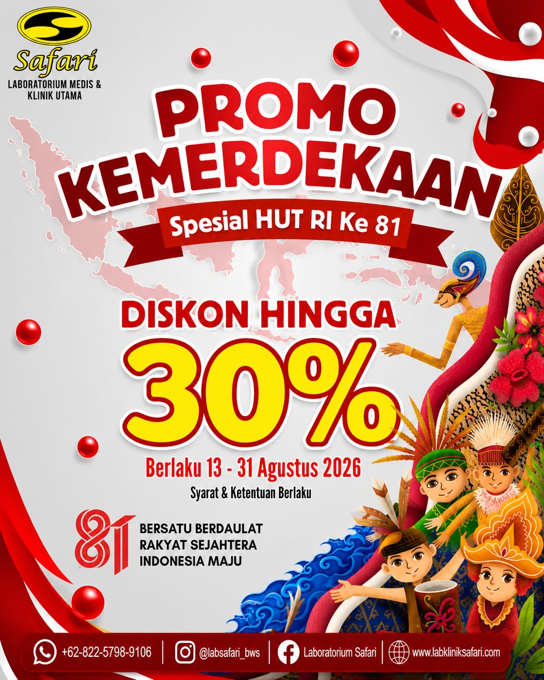 Promo Kemerdekaan HUT RI ke-81 — Diskon hingga 30%, berlaku 13-31 Agustus 2026